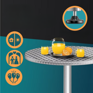 Výškovo nastaviteľný hliníkový barový stôl NERO, Ø60cm, strieborná