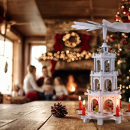 Vianočná pyramída MERRY, 60x20x20cm, biela