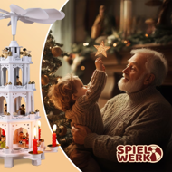 Vianočná pyramída MERRY, 60x20x20cm, biela