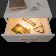 Nočný stolík ELOISE s podsvietením, 54x39x28cm, biela