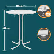 Barový stôl RAUL sklápateľný 110x80cm, biela