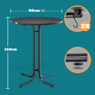 Barový stôl RAUL sklápateľný 110x80cm, šedá