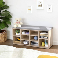 Botník s čalúnenou lavicou GABI, 10 priehradiek, 104x30x48cm, šedá/bledá hnedá