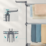 Sušiak na bielizeň ELTON so 4 úrovňami na kolieskach, 76x172x50cm, šedá