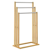 Bambusový stojan na uteráky RUBBY s kovovými tyčami, 46x24x84cm, hnedá/strieborná