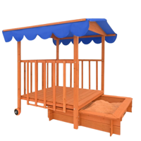 Pieskovisko s verandou HAPPY, 130x130x143 cm, hnedá/modrá