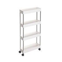Regál na kolieskach SLIM, 4 úrovne, 13,5x40x86cm, biela