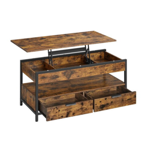 Výškovo nastaviteľný konferenčný stolík GASPAR, 50x100x(48-63)cm, čierna / hnedá