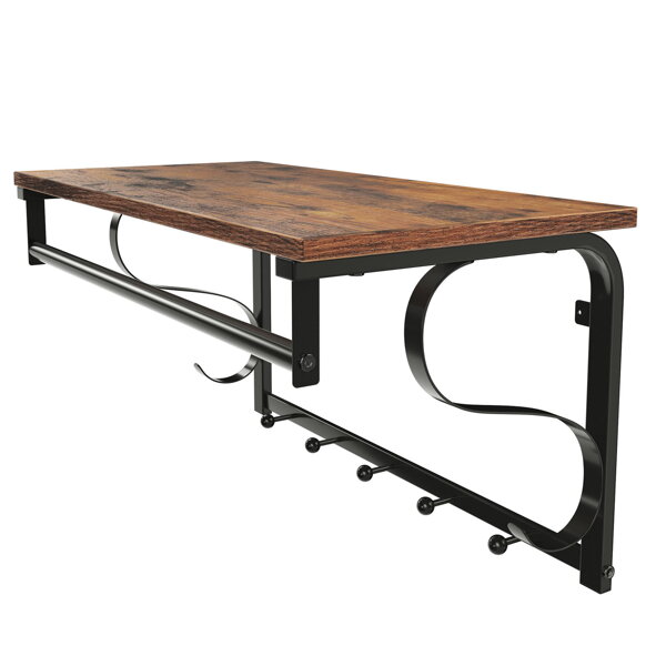 Vešiak na stenu HENRY, 60x30x32cm, čierna/hnedá